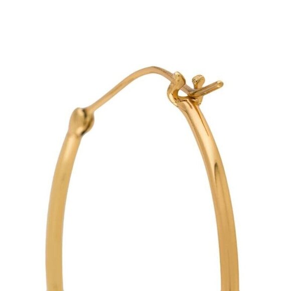 Jean Patou Small Gold-Tone Hammered Hoop Earrings Plated Brass Post Back $525 - Picture 3 of 7